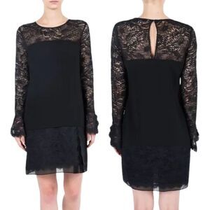 Diane Von Furstenberg Black Lace Trim Dress Size 2